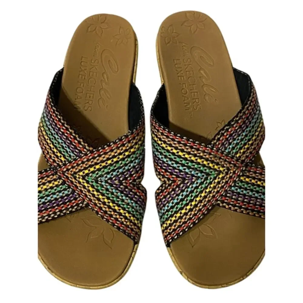 CALI SKECHERS Luxe Foam Women's 8 Beverlee Delighted Wedge Sandals Comfort Shoes - Picture 6 of 7